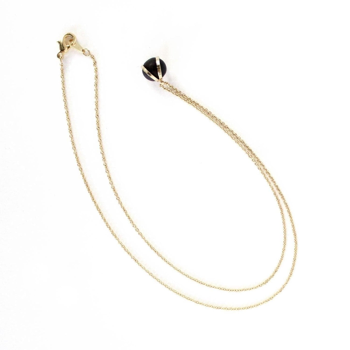 Gold Black Ball Charm Pendant Necklace - www.sanroccoitalia.it - Jewellery