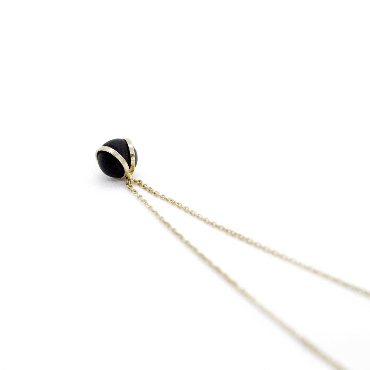 Gold Black Ball Charm Pendant Necklace - www.sanroccoitalia.it - Jewellery