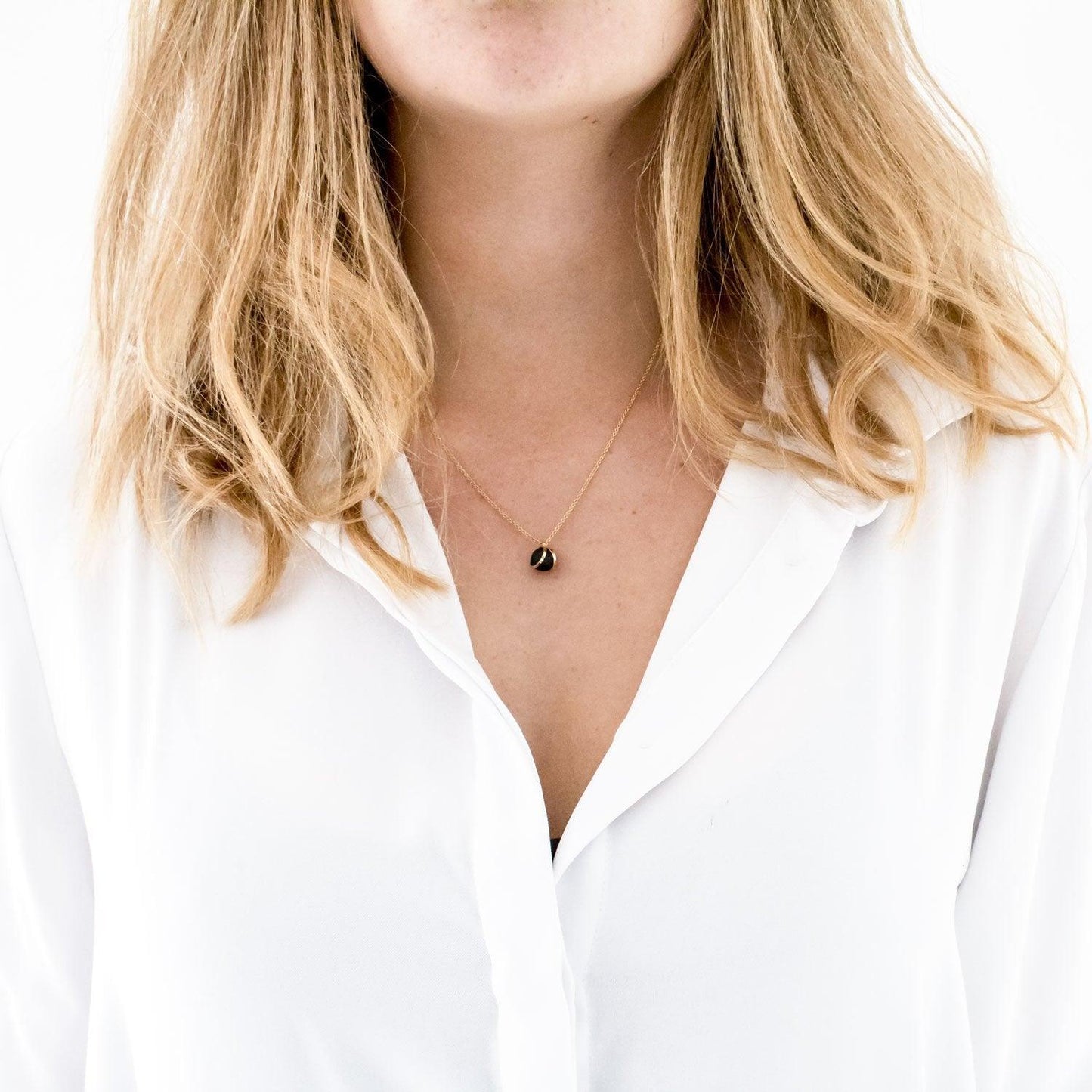 Gold Black Ball Charm Pendant Necklace - www.sanroccoitalia.it - Jewellery