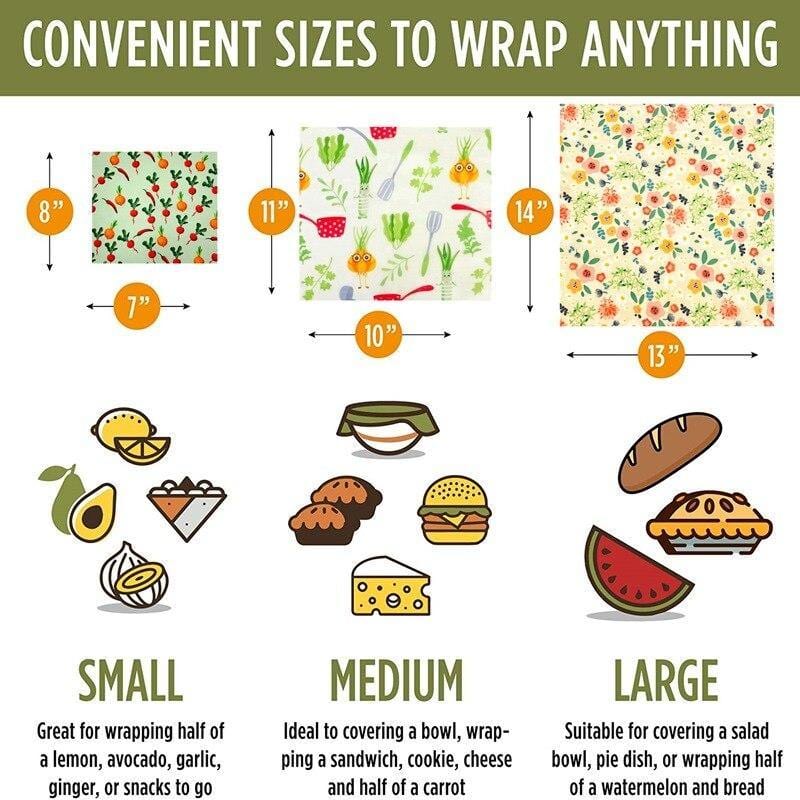 Sustainable, Reusable Beeswax Food Wraps - Cling Film Alternative - Pack of 3 - Premium Kitchen - Just €13.95! Shop now at San Rocco Italia