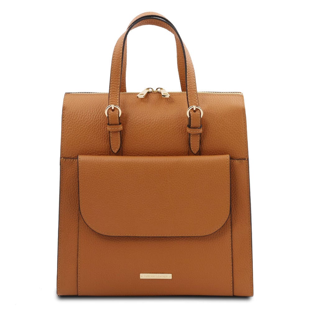 Damen-Lederrucksäcke Cognac TL Bag - Verwandelbarer Rucksack aus italienischem Leder | TL142211 San Rocco Italia