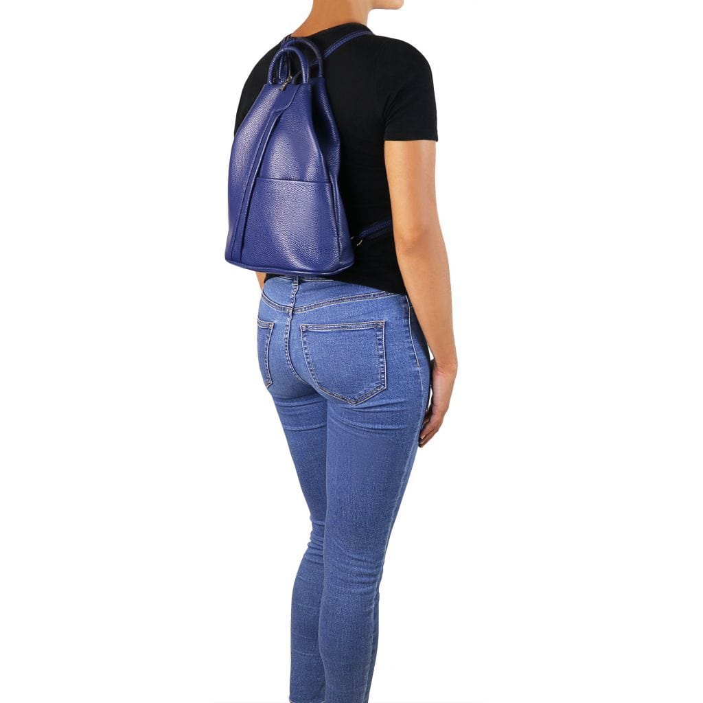 Leather Backpacks Shanghai - Italian leather backpack - pebbled leather | TL141881 San Rocco Italia
