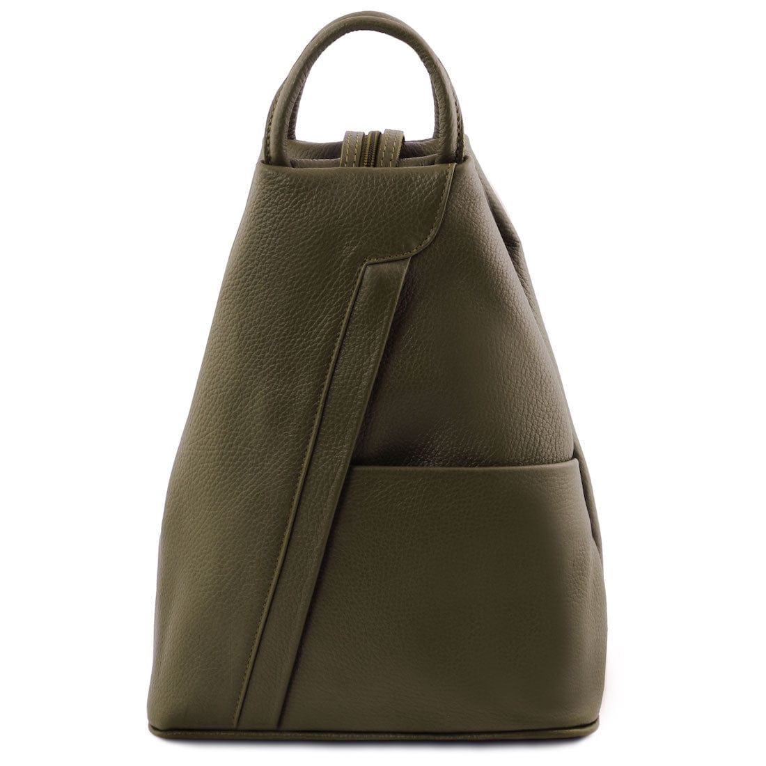 Leather Backpacks Forest Green Shanghai - Italian leather backpack - pebbled leather | TL141881 San Rocco Italia
