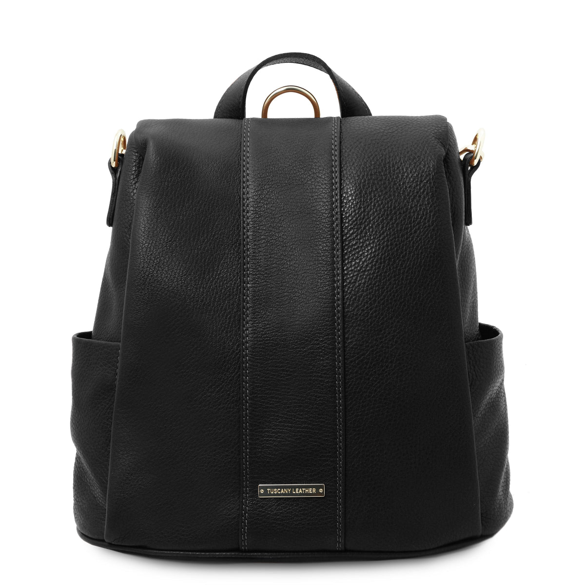 Leather Backpacks Black TL Bag - Soft leather backpack - convertible 2-in-1 backpack shoulder bag | TL142138 San Rocco Italia