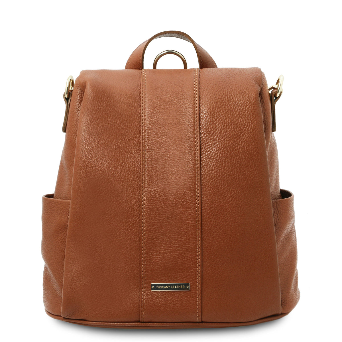 Leather Backpacks Cognac TL Bag - Soft leather backpack - convertible 2-in-1 backpack shoulder bag | TL142138 San Rocco Italia