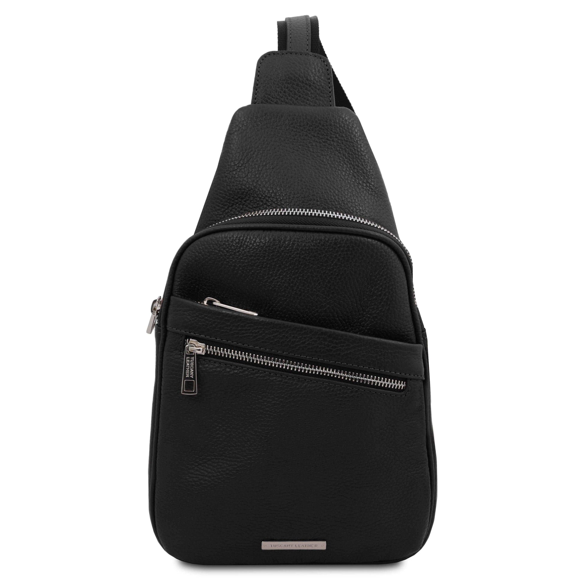 Leather bags for men Black Albert - Soft leather crossover bag | TL142022 sling bag San Rocco Italia