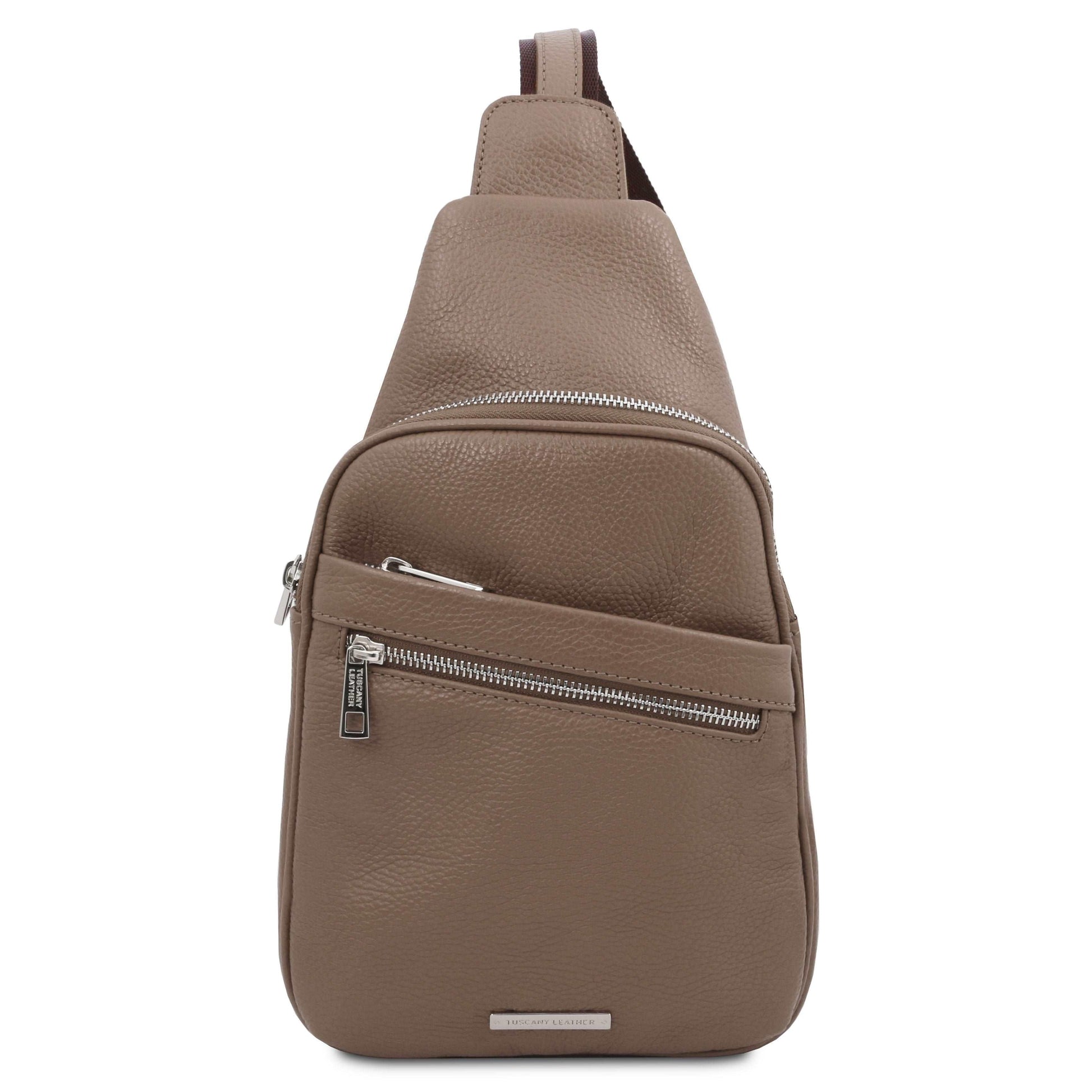 Leather bags for men Dark Taupe Albert - Soft leather crossover bag | TL142022 sling bag San Rocco Italia