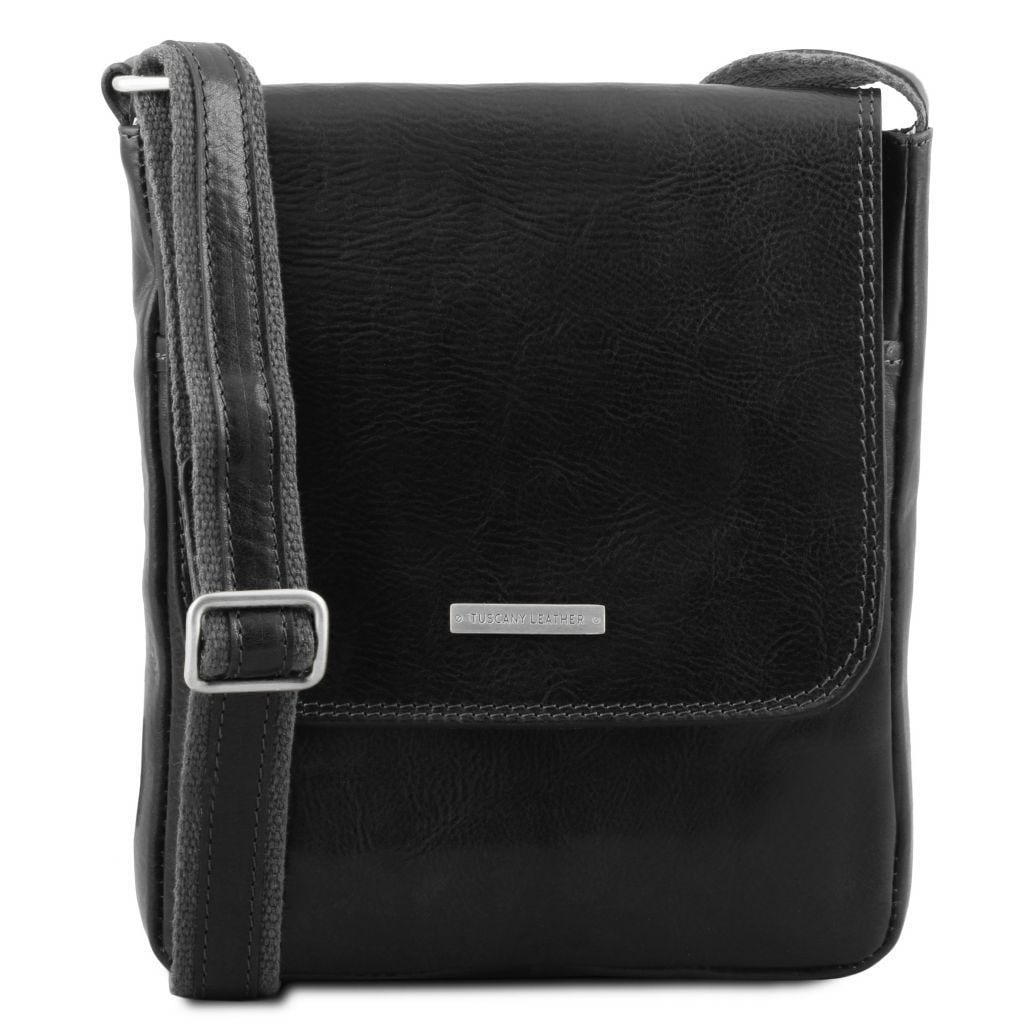 Leather bags for men Black John - Leather crossbody bag for men with front zip | TL142464 San Rocco Italia