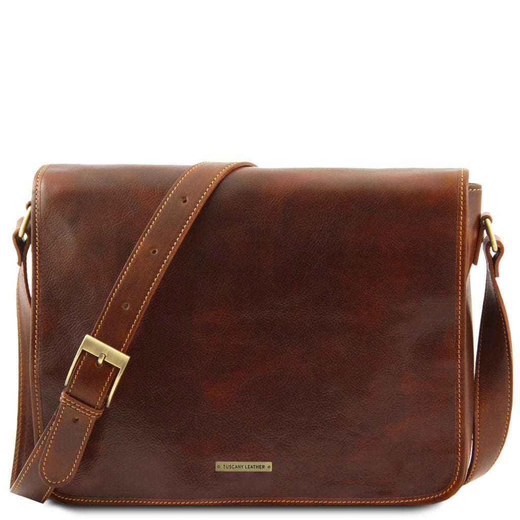 Leather bags for men Brown TL Messenger double - Crossbody leather bag | TL90475 San Rocco Italia
