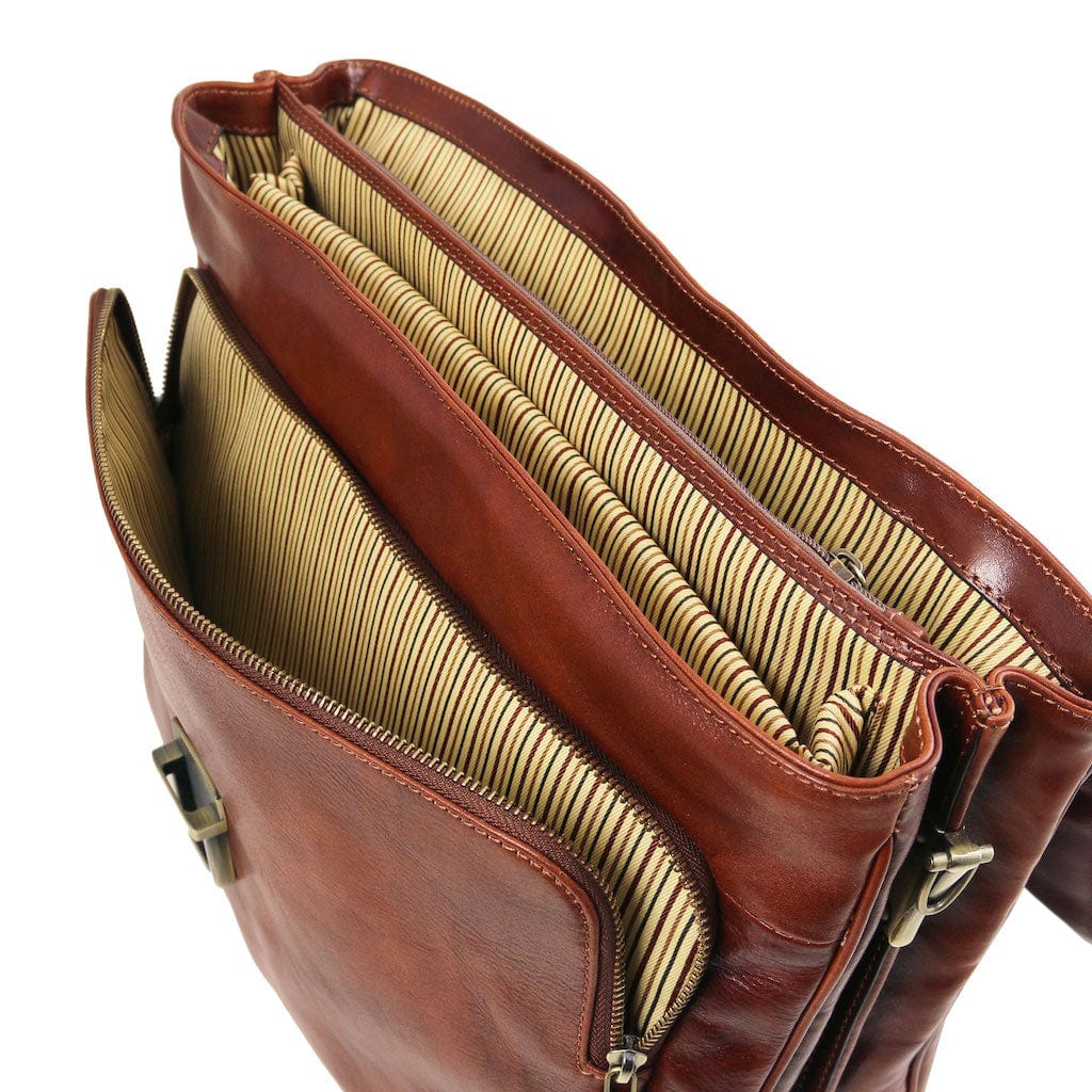 Leather briefcases Alessandria - Matte leather multi compartment TL SMART laptop briefcase | TL142067 San Rocco Italia