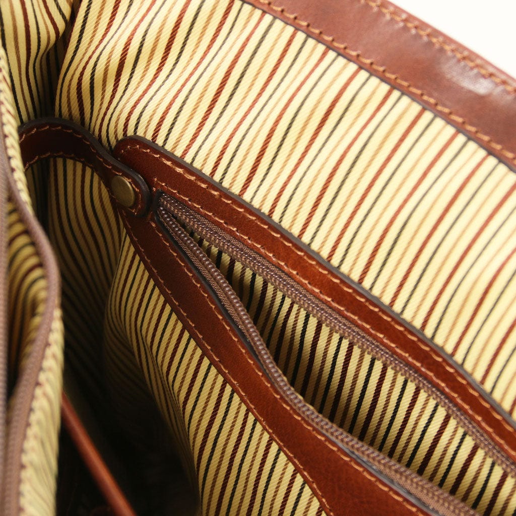 Leather briefcases Alessandria - Matte leather multi compartment TL SMART laptop briefcase | TL142067 San Rocco Italia
