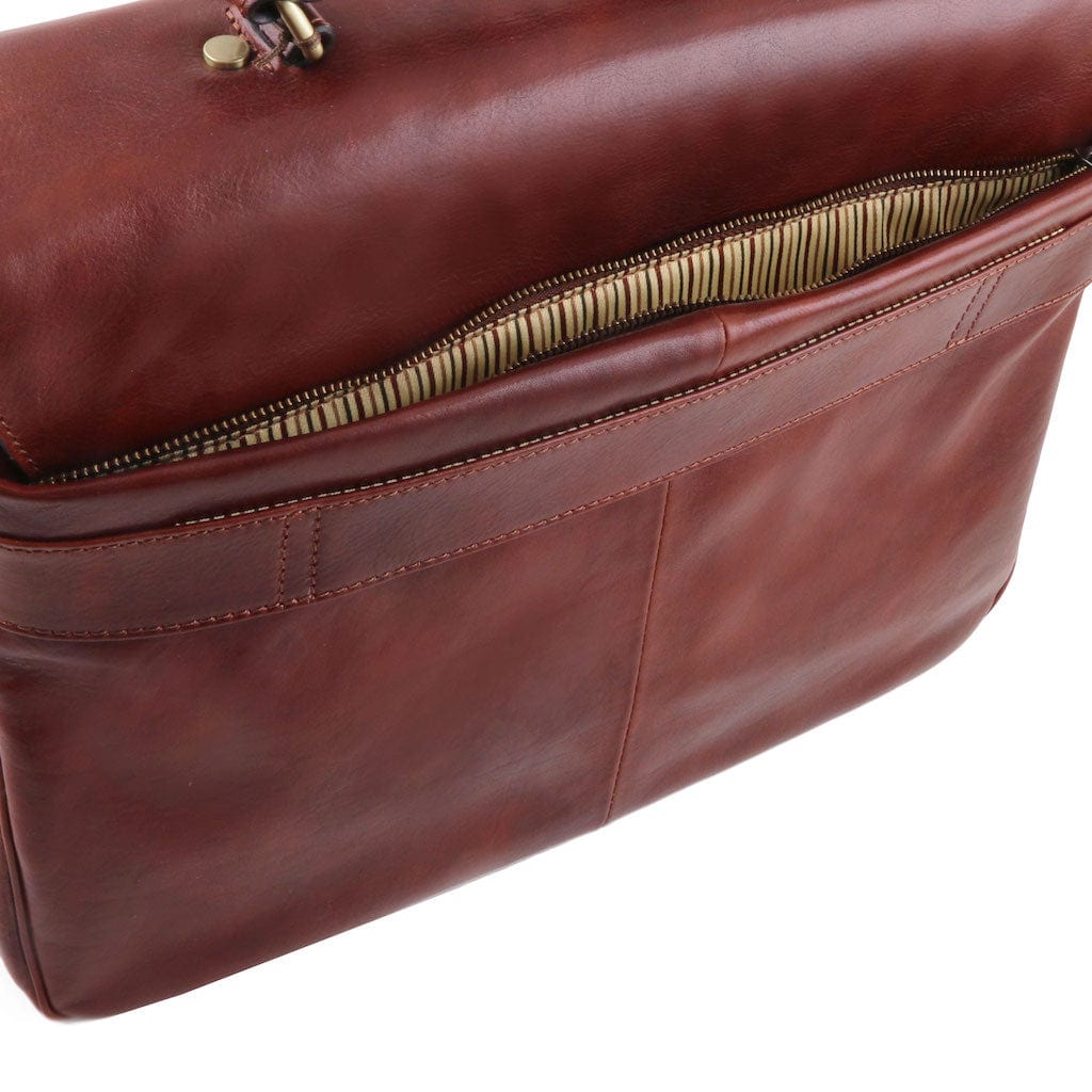 Leather briefcases Alessandria - Matte leather multi compartment TL SMART laptop briefcase | TL142067 San Rocco Italia