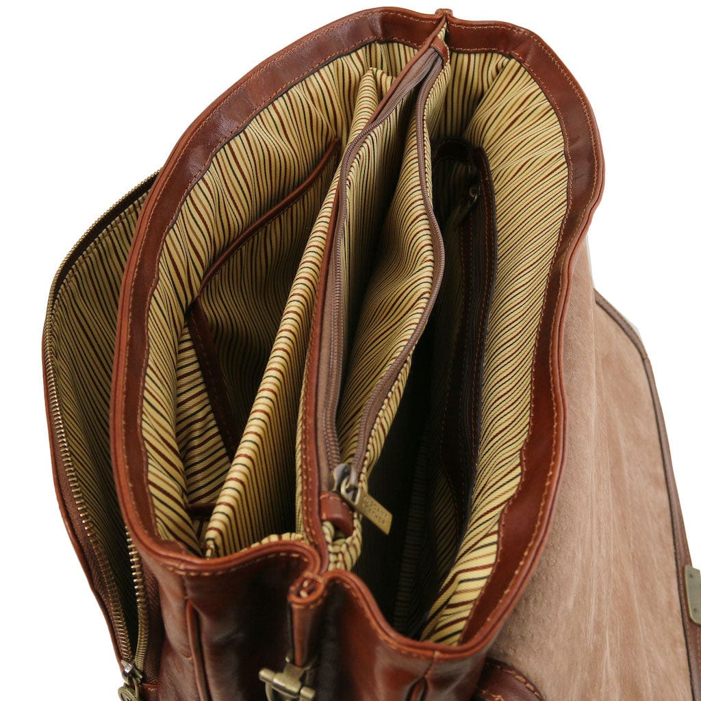 Leather briefcases Alessandria - Matte leather multi compartment TL SMART laptop briefcase | TL142067 San Rocco Italia