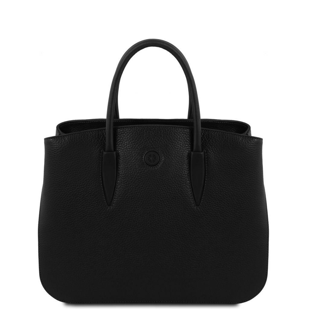Leather handbags Black Camelia - Italian leather tote bag | TL141728 San Rocco Italia