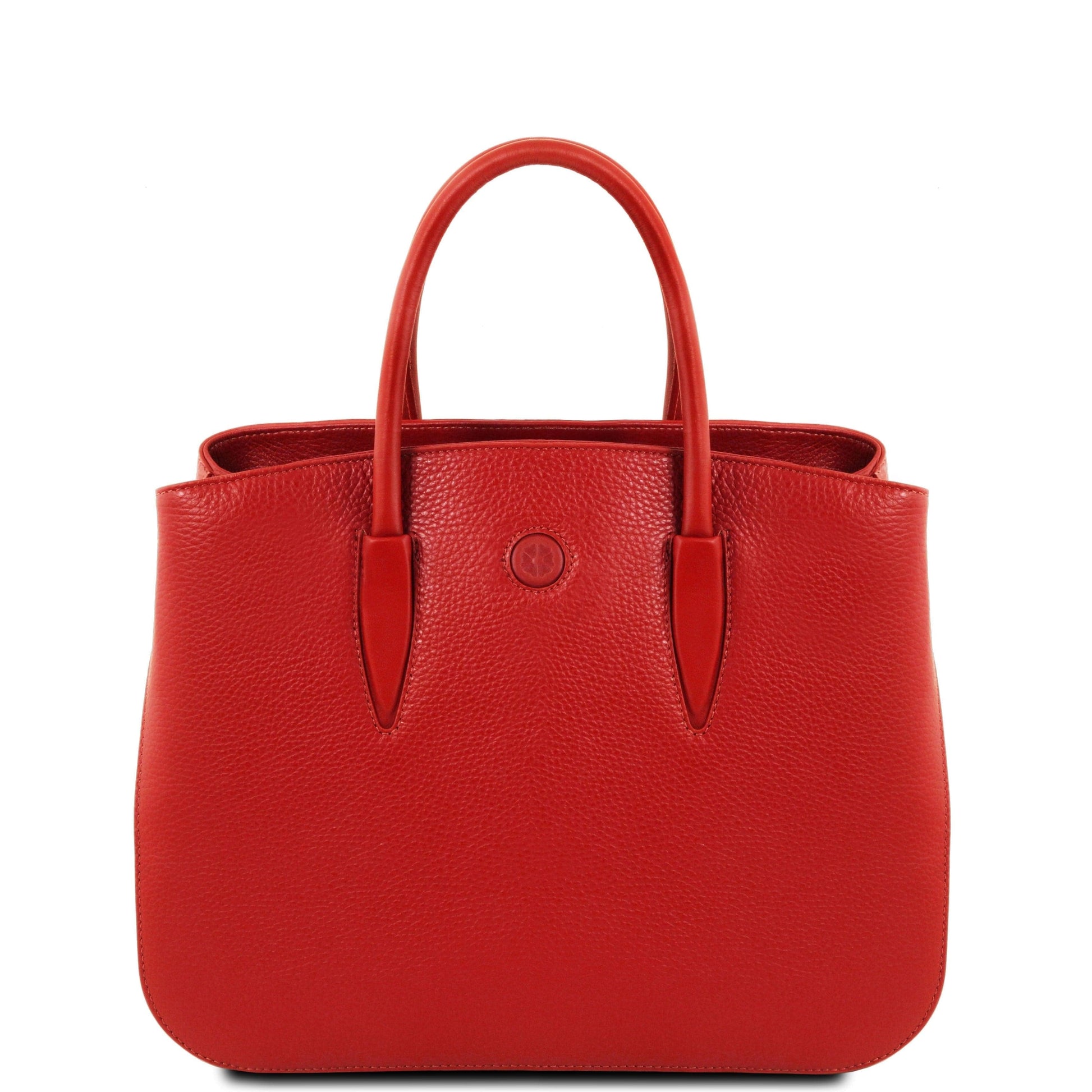 Leather handbags Lipstick Red Camelia - Italian leather tote bag | TL141728 San Rocco Italia