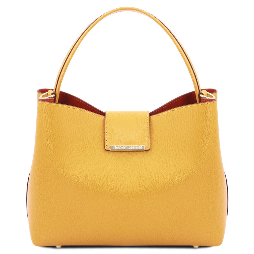 Leather handbags Yellow Clio - Palmellato leather bucket bag | TL141690 San Rocco Italia