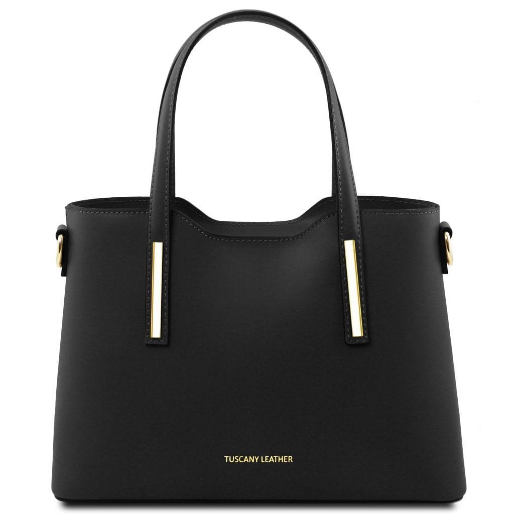 Leather handbags Black Olimpia - Italian leather tote - Small size | TL141521 San Rocco Italia