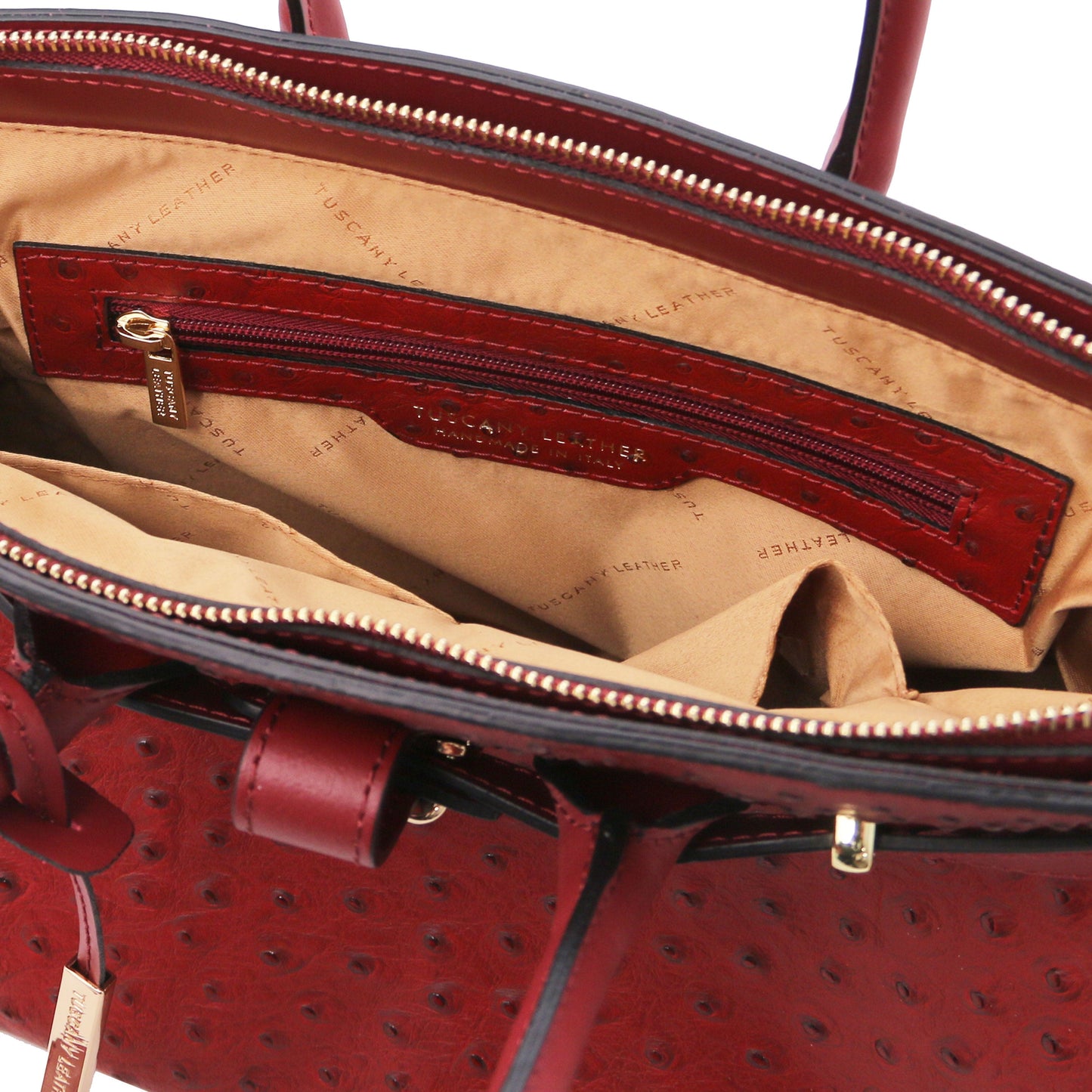 TL Bag - Handbag in ostrich-print leather | TL142120 - Premium Leather handbags - Just €152.50! Shop now at San Rocco Italia