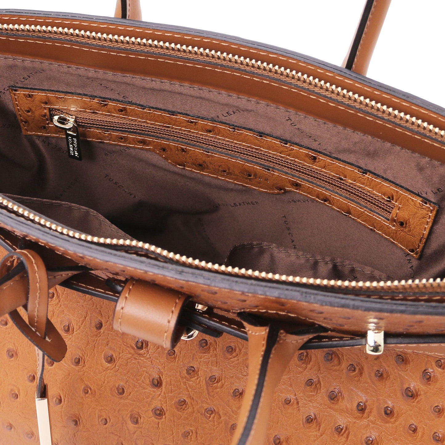 TL Bag - Handbag in ostrich-print leather | TL142120 - Premium Leather handbags - Just €152.50! Shop now at San Rocco Italia
