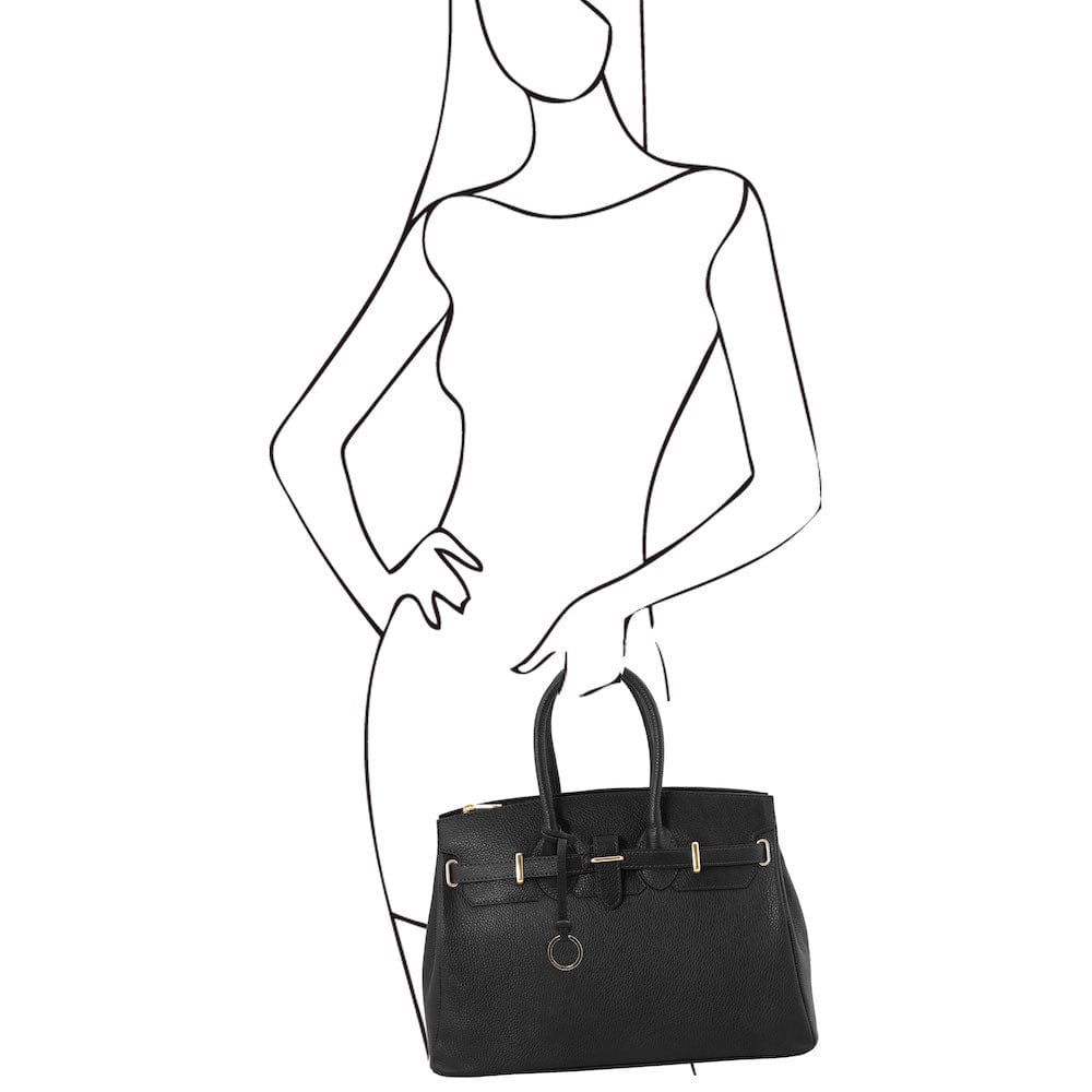Leather handbags TL Bag - Leather handbag with golden hardware | TL141529 San Rocco Italia