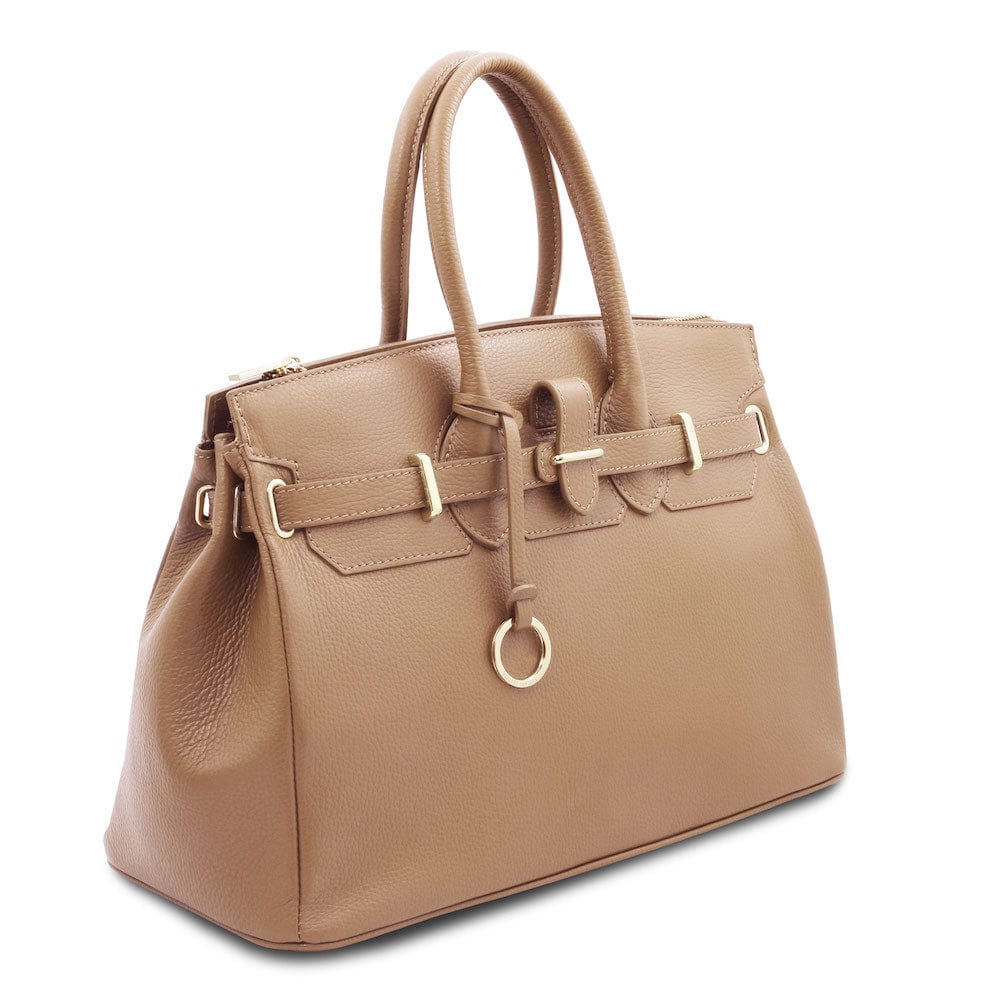 Leather handbags TL Bag - Leather handbag with golden hardware | TL141529 San Rocco Italia