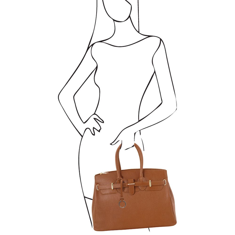 Leather handbags TL Bag - Leather handbag with golden hardware | TL141529 San Rocco Italia