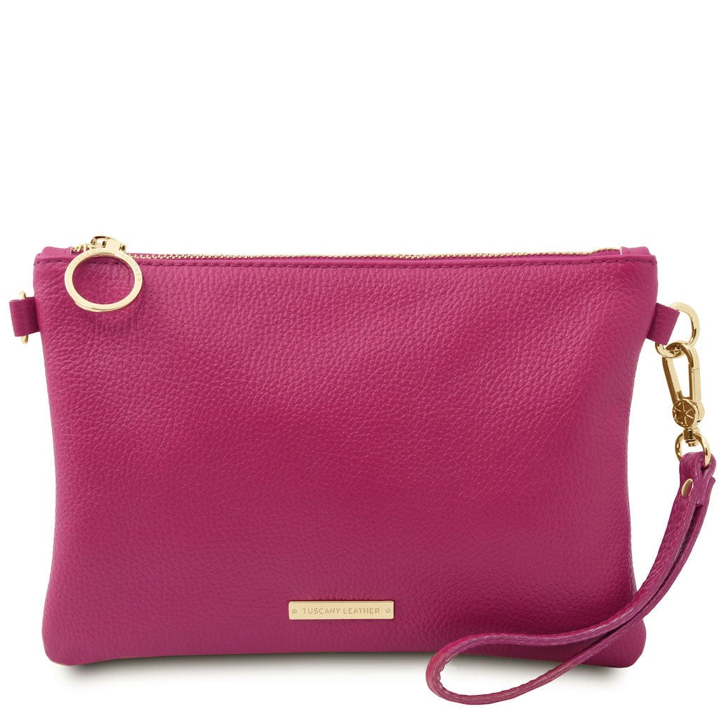 Leather handbags Fuchsia TL Bag - Soft Italian leather pouch clutch | TL142029 San Rocco Italia