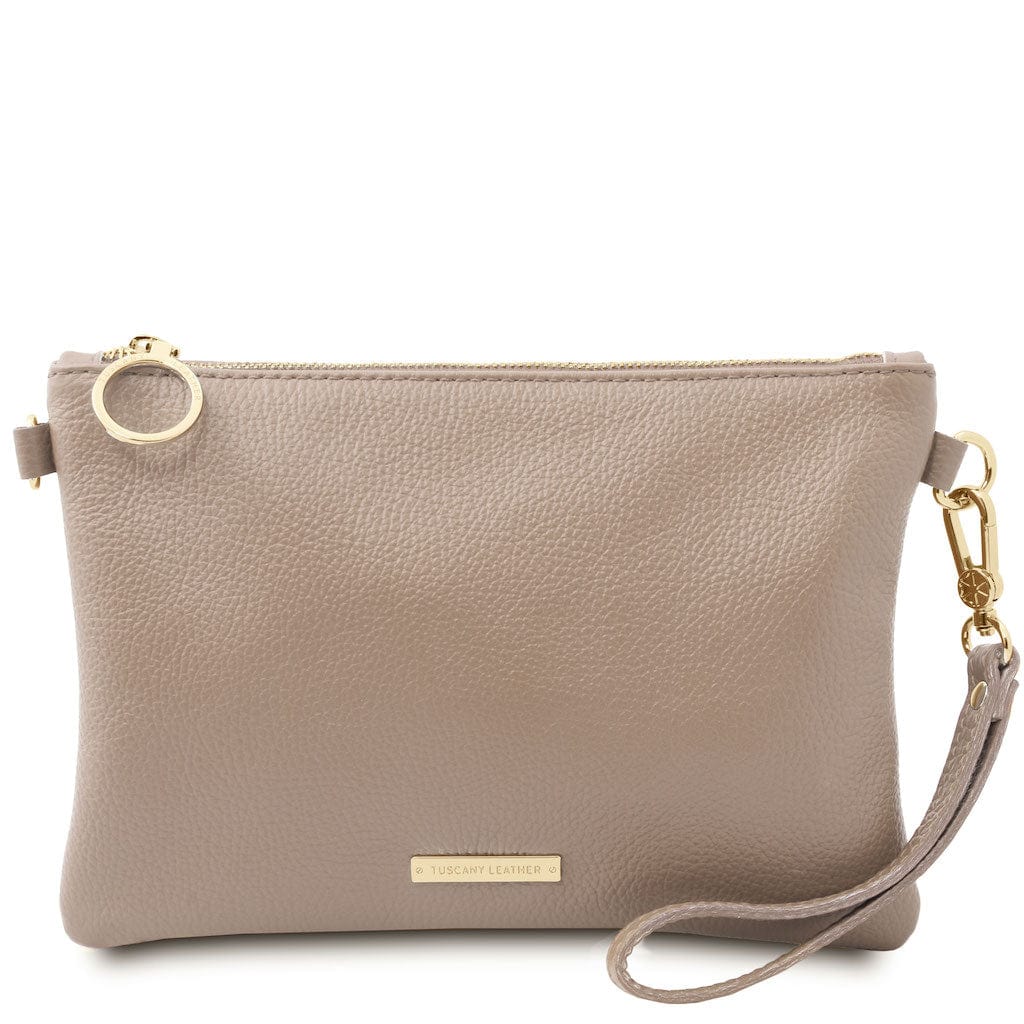 Leather handbags Light Taupe TL Bag - Soft Italian leather pouch clutch | TL142029 San Rocco Italia