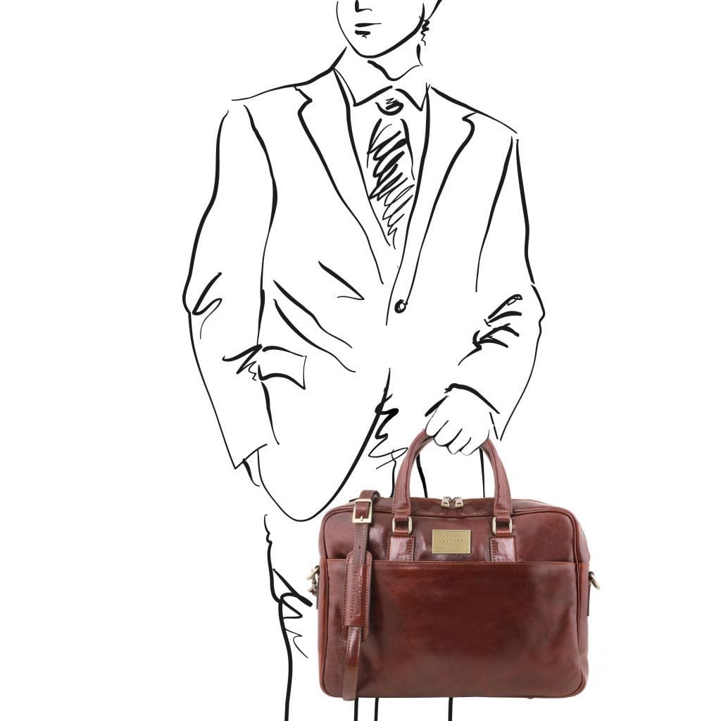 Urbino - Leather laptop briefcase with front pocket | TL141241 - Premium Leather laptop bags - Just €274.50! Shop now at San Rocco Italia