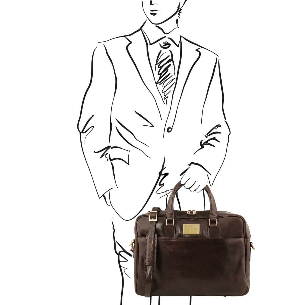 Urbino - Leather laptop briefcase with front pocket | TL141241 - Premium Leather laptop bags - Just €274.50! Shop now at San Rocco Italia