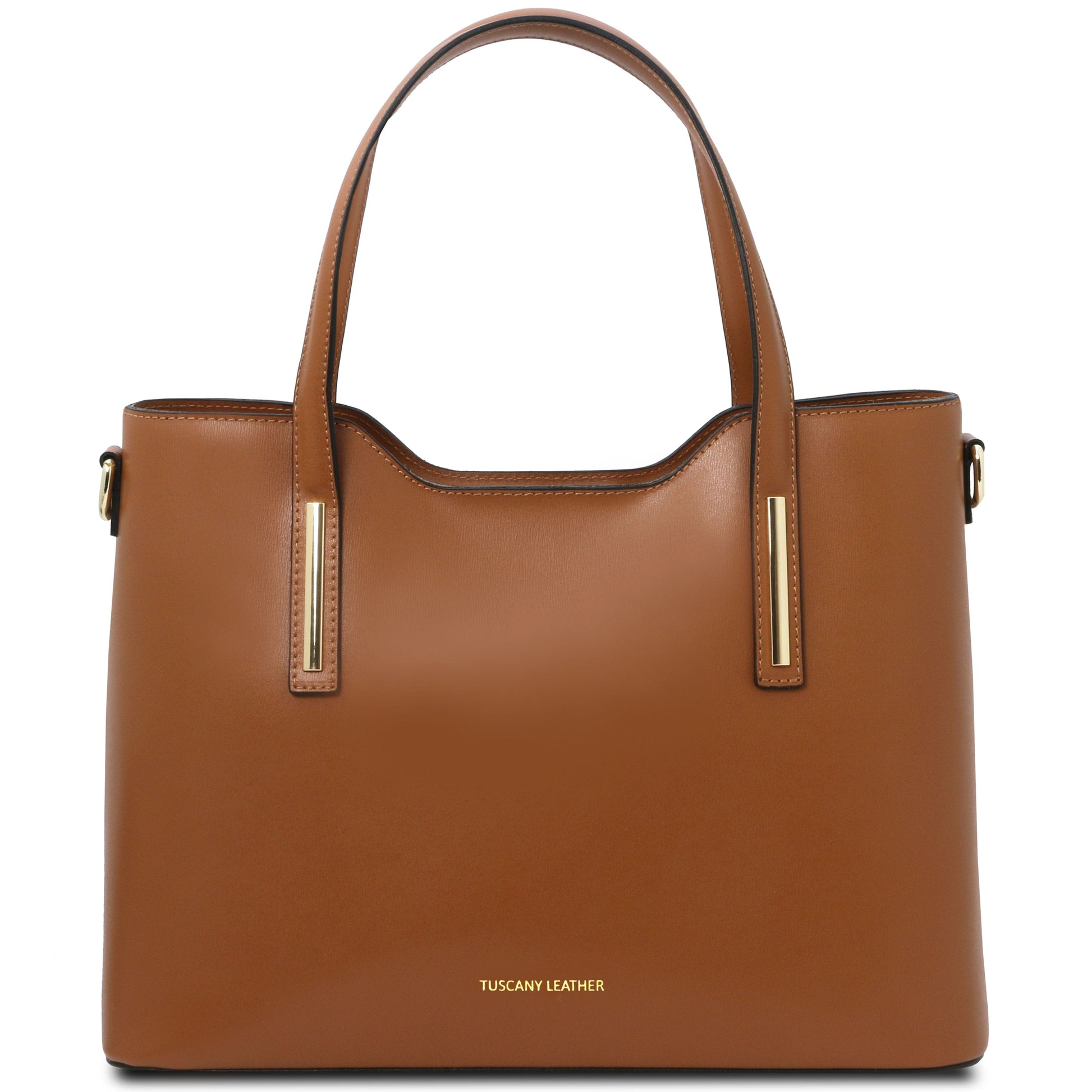 Leather shoulder bags Cognac Olimpia - Italian leather tote | TL141412 San Rocco Italia