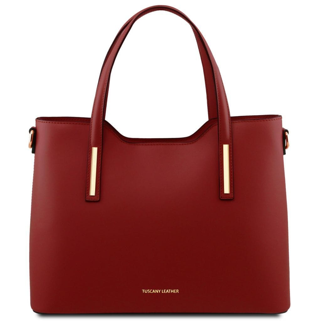 Leather shoulder bags Red Olimpia - Italian leather tote | TL141412 San Rocco Italia