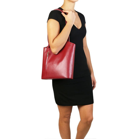 Leather shoulder bags Patty - Saffiano leather convertible 2-in-1 backpack shoulder bag | TL141455 San Rocco Italia