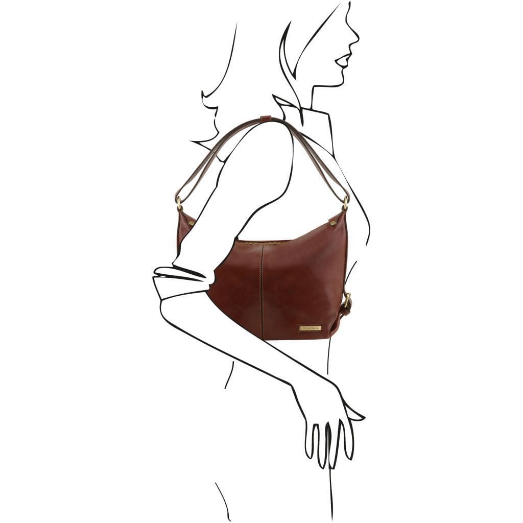 Sabrina - Leather hobo bag | TL141479 - Premium Leather shoulder bags - Just €201.30! Shop now at San Rocco Italia