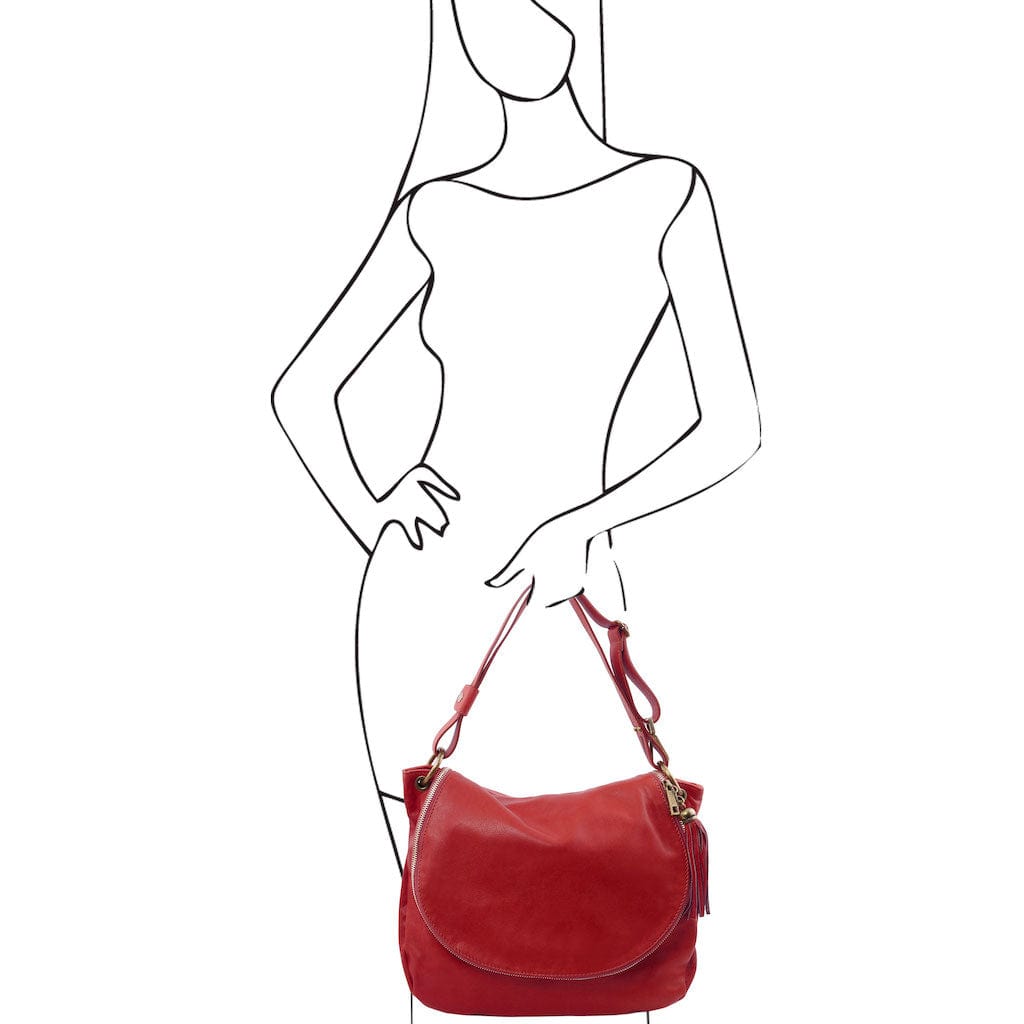 Leather shoulder bags TL Bag - Soft leather shoulder bag with tassel detail | TL141110 San Rocco Italia