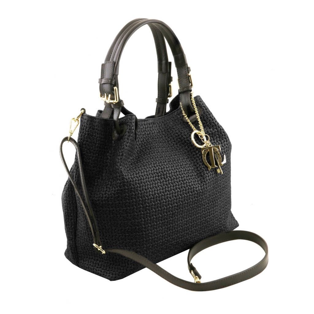Leather shoulder bags TL KeyLuck - Woven printed leather shopping bag | TL141573 San Rocco Italia