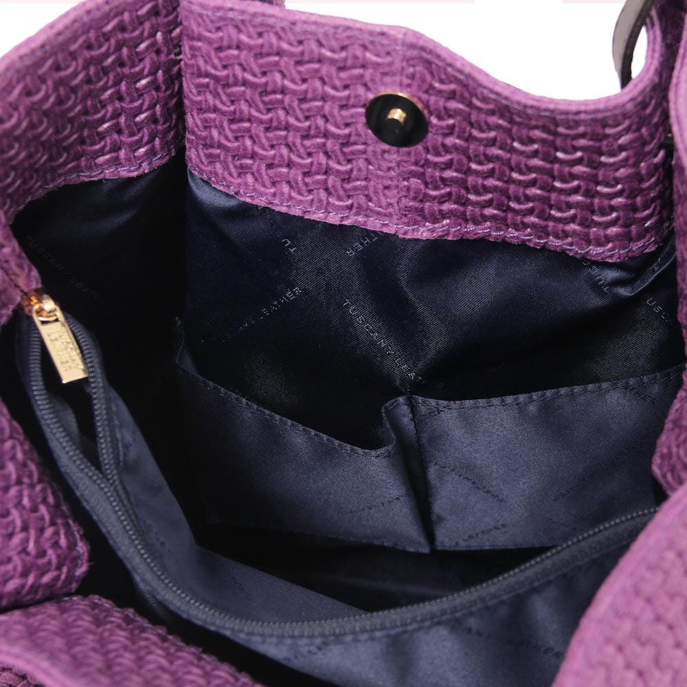 Leather shoulder bags TL KeyLuck - Woven printed leather shopping bag | TL141573 San Rocco Italia