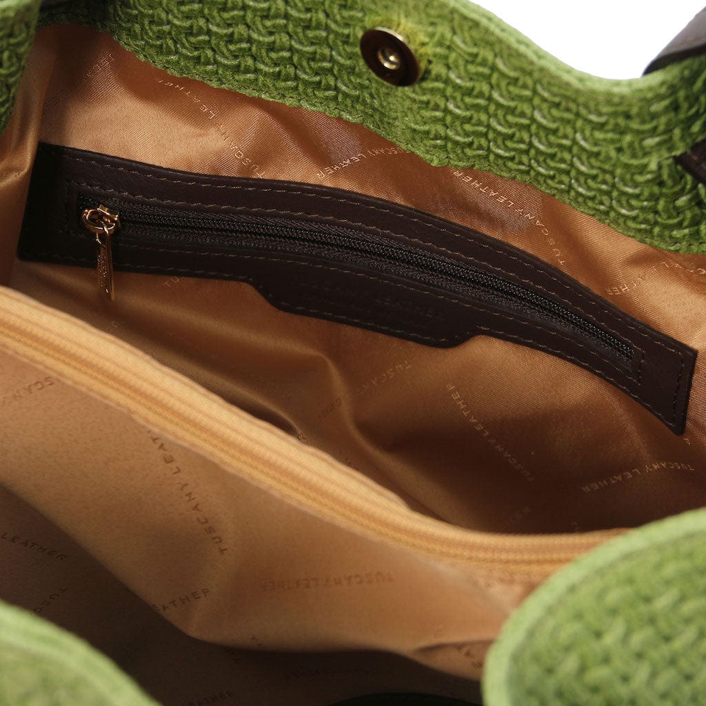 Leather shoulder bags TL KeyLuck - Woven printed leather shopping bag | TL141573 San Rocco Italia