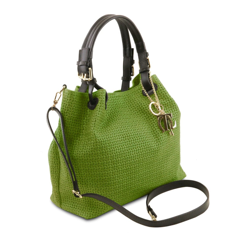 Leather shoulder bags TL KeyLuck - Woven printed leather shopping bag | TL141573 San Rocco Italia