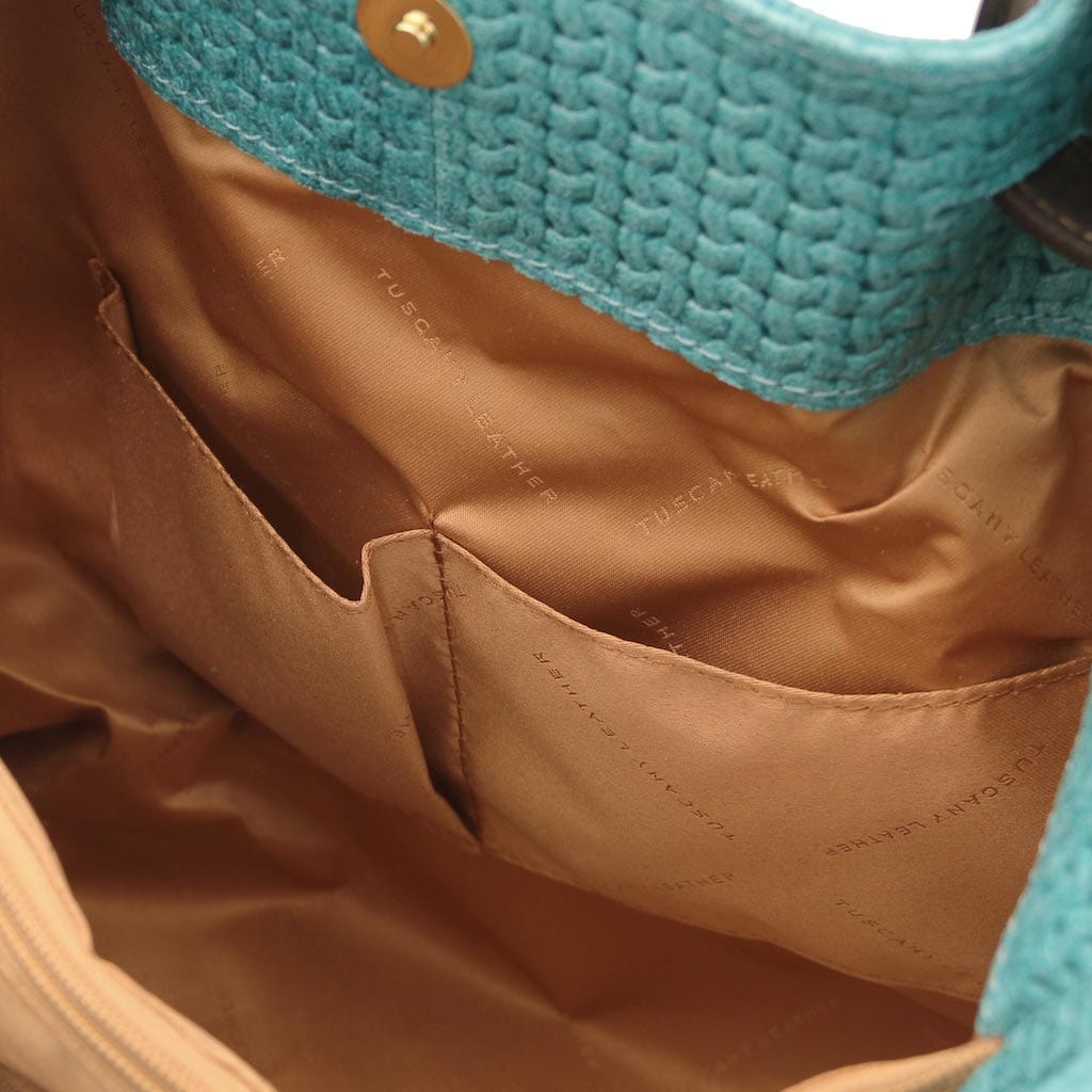 TL KeyLuck - Woven printed leather shopping bag | TL141573 - Premium Leather shoulder bags - Shop now at San Rocco Italia