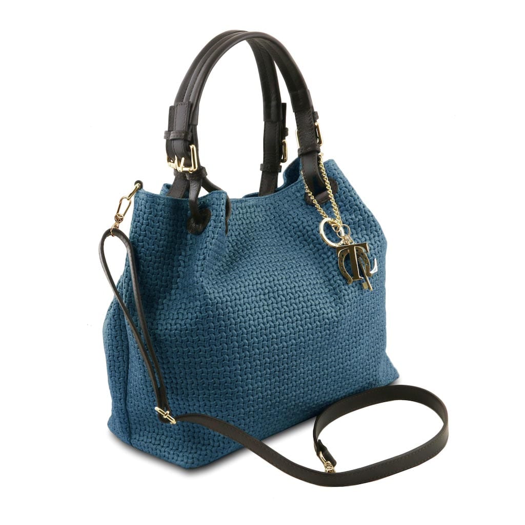 Leather shoulder bags TL KeyLuck - Woven printed leather shopping bag | TL141573 San Rocco Italia