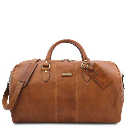 Leather Travel bags Natural Lisbona - Travel leather duffel bag - Large size - Matte leather | TL141657 San Rocco Italia