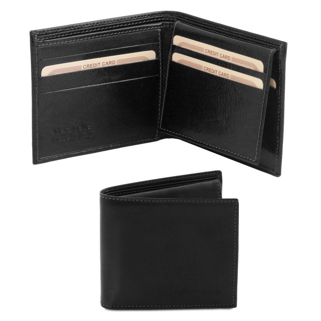 Leather wallets for men Black Exclusive leather tri fold wallet for men | TL141353 San Rocco Italia