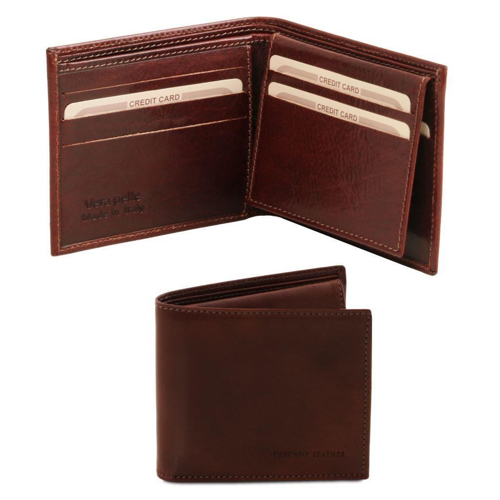 Leather wallets for men Brown Exclusive leather tri fold wallet for men | TL141353 San Rocco Italia