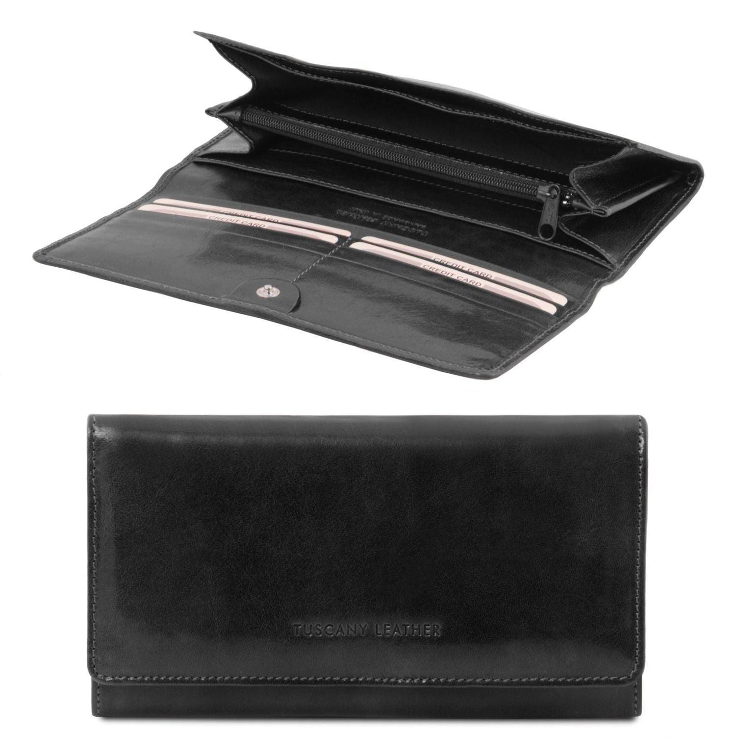 Leather wallets for women Black Exclusive leather accordion wallet for women | TL140787 San Rocco Italia