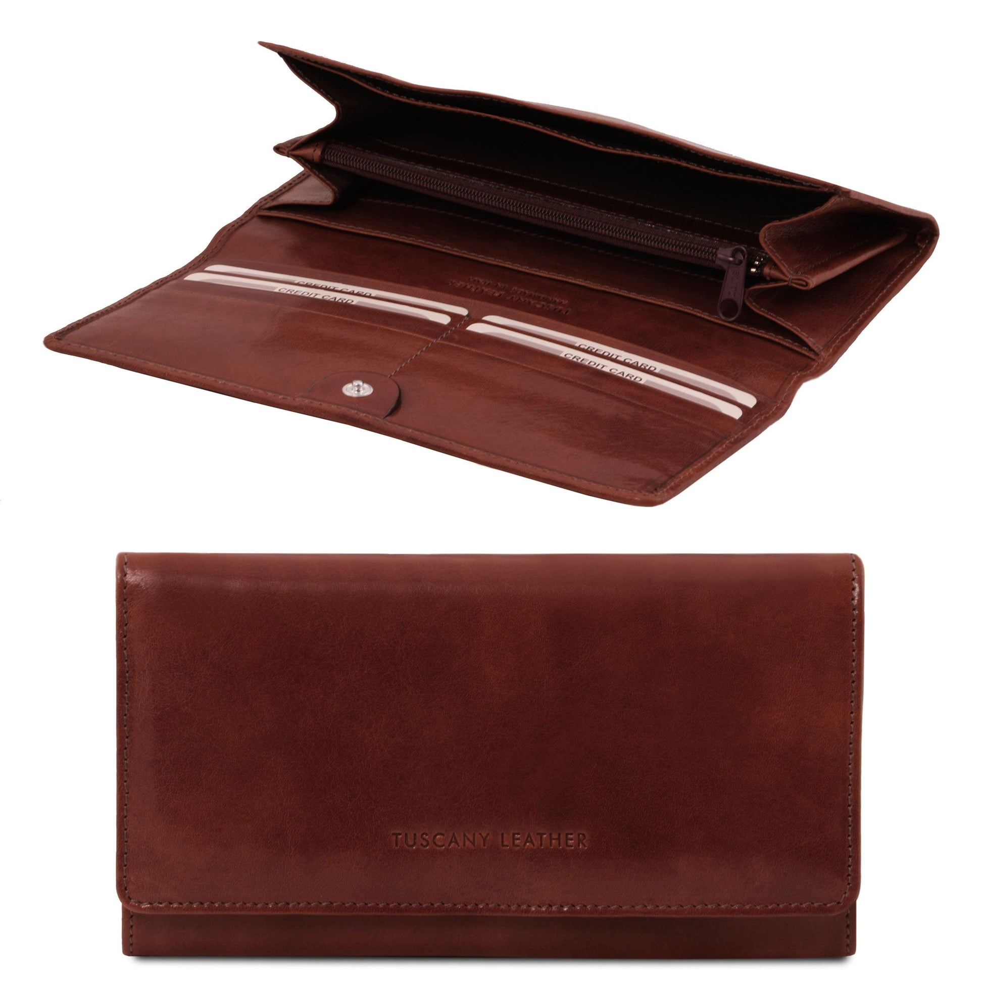 Leather wallets for women Brown Exclusive leather accordion wallet for women | TL140787 San Rocco Italia