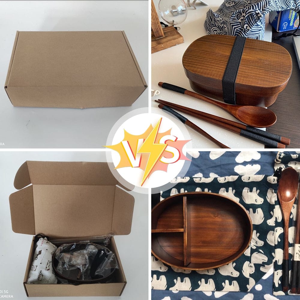 Wooden Japanese Bento Box with Bag and Cutlery - Lunch box - San Rocco Italia