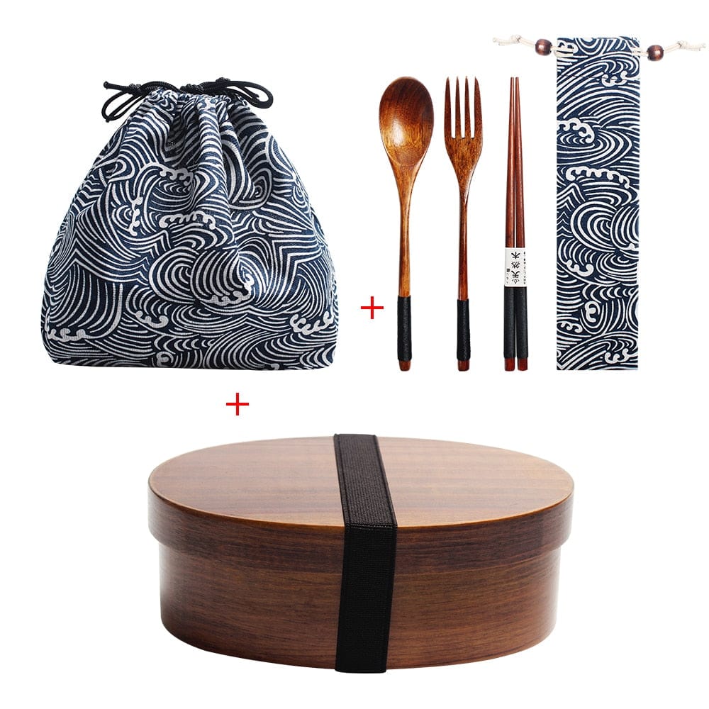 Wooden Japanese Bento Box with Bag and Cutlery - Lunch box - San Rocco Italia