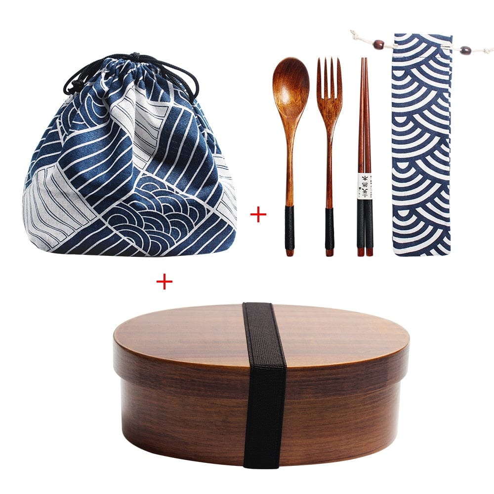 Wooden Japanese Bento Box with Bag and Cutlery - Lunch box - San Rocco Italia