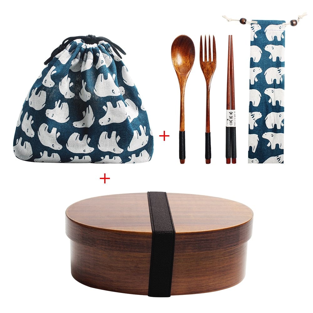 Wooden Japanese Bento Box with Bag and Cutlery - Lunch box - San Rocco Italia